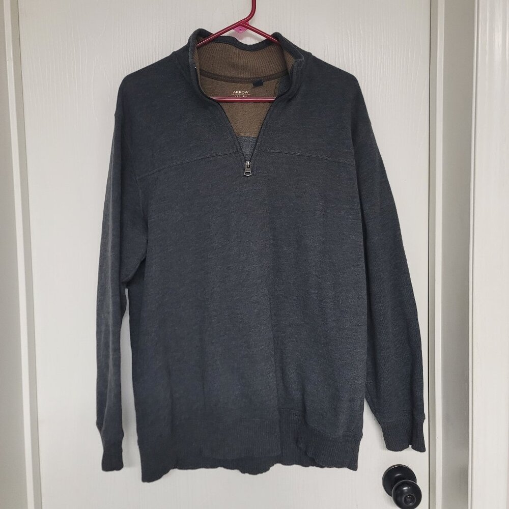 Mens Arrow dark grey quarter zip pullover sweatshirt - size L